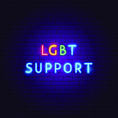 Sticker - LGBT Support Neon Text. Vector Illustration of People Rights  Promotion.