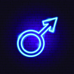 Wall Mural - Man Gender Neon Sign. Vector Illustration of Sex Promotion.