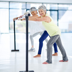 Poster - This is how weve chosen to spend our retirement. Shot of three senior women working out indoors.