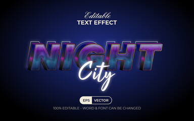 Poster - Night city text effect light style theme. Editable text effect.