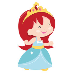 Wall Mural - Cartoon Princess In Blue Dress