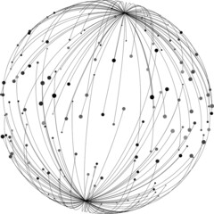 Wall Mural - Point and curve constructed the sphere wire frame, technological abstract illustration.