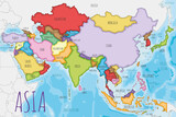 Fototapeta Pokój dzieciecy - Political Asia Map vector illustration with different colors for each country. Editable and clearly labeled layers.