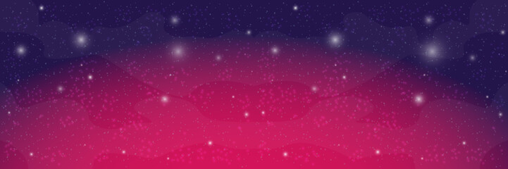 Wall Mural - abstract pink and blue space background with galaxies and stars. vector illustration.