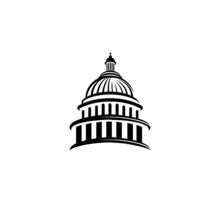 Simple Illustration Washington DC Monument. Capitol Building Logo And Illustration
