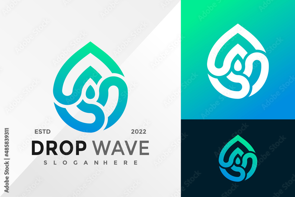 Drop Wave Logo Design Vector illustration template Stock Vector | Adobe ...