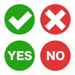 Poster - check mark and cross mark, yes and no icon set. success or failure. vectors.
