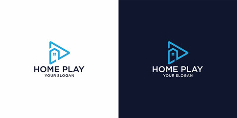 Wall Mural - home and music player inspiration design logo with vector lines