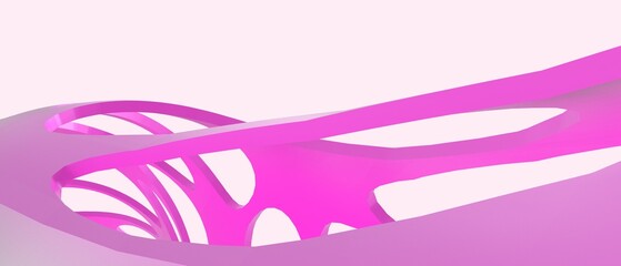 Aufkleber - Abstract Background. technology Digital curve and Geometric Shape for banner with Origami Paper concept on Pink, Copy space, digital, banner, website -3d Rendering