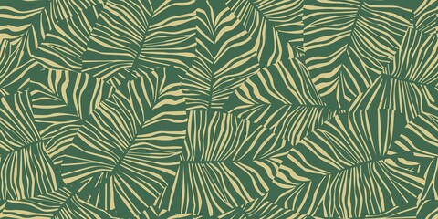 Wall Mural - Tropical palm leaves seamless pattern. Exotic botanical texture. Jungle leaf seamless wallpaper.