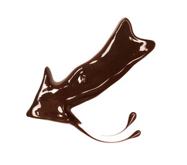 Poster - Chocolate arrow with drops isolated on white background