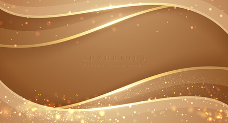 Poster - Abstract wavy gold background. Luxurious gold vector background with blend of sparkling glitter.
