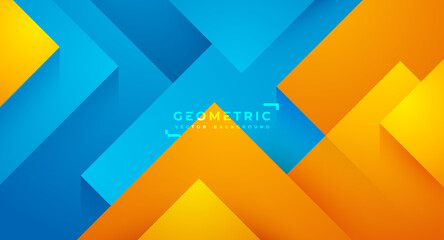 Poster - geometry background with 3d style. abstract background with a mix of blue and orange colors.