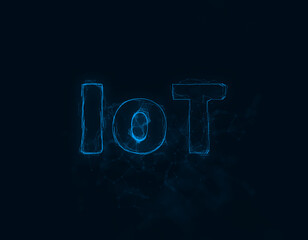 Poster - IoT title with plexus effect. Connected lines with dots. Lines title plexus