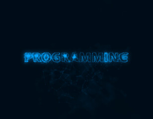 Fototapete - Programming title with plexus effect. Connected lines with dots. Lines title plexus