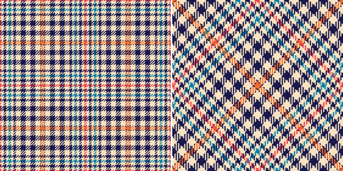 Wall Mural - Tweed check plaid pattern for spring autumn winter. Seamless pixel textured multicolored tartan glen plaid for dress, scarf, jacket, coat, skirt, blanket, throw, other modern fashion textile design.
