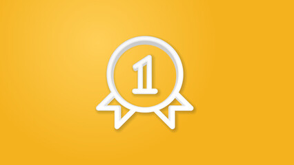 Wall Mural - gold medal, first place medals 3d line flat color icon. realistic vector illustration. pictogram iso