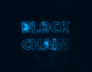 Fototapete - Block Chain attack title with plexus effect. Connected lines with dots. Lines title plexus