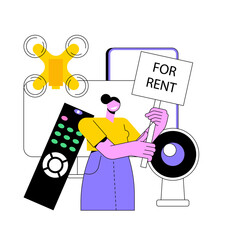 Poster - Renting electronic device abstract concept vector illustration. Renting electronics website, new device rent, terms of use and conditions, gadget rental, test equipment lease abstract metaphor.