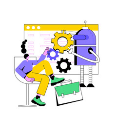 Poster - Collaborative robotics abstract concept vector illustration. Collaborative artificial intelligence, manufacturing robotics, cobot automatization, safe industry solutions abstract metaphor.