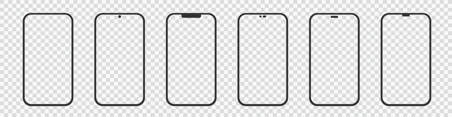 Poster - Set realistic smartphone blank screen, phone mockup isolated on transparent background. Template for infographics or presentation UI design interface.