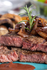 Poster - juicy grilled steak on a plate