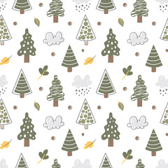 Sticker - Simple Tree seamless pattern in organic style