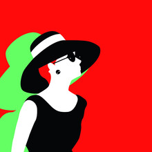 Vector Illustration Of A Girl In A Hat. Idea For Poster, Postcard And Invitation