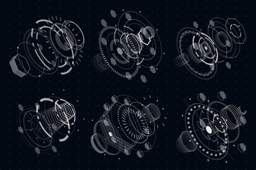 Poster - futuristic hud style isometric elements. game user interface. set of futuristic high-tech elements. 
