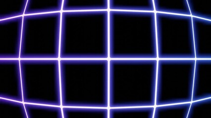 Poster - Abstract neon rows of squares of narrow glowing lines, convex texture. Design. Grid neon animation motion graphics.