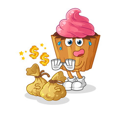 Wall Mural - cupcake refuse money illustration. character vector