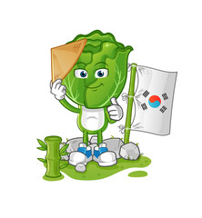 Wall Mural - cabbage head cartoon korean character. cartoon mascot vector