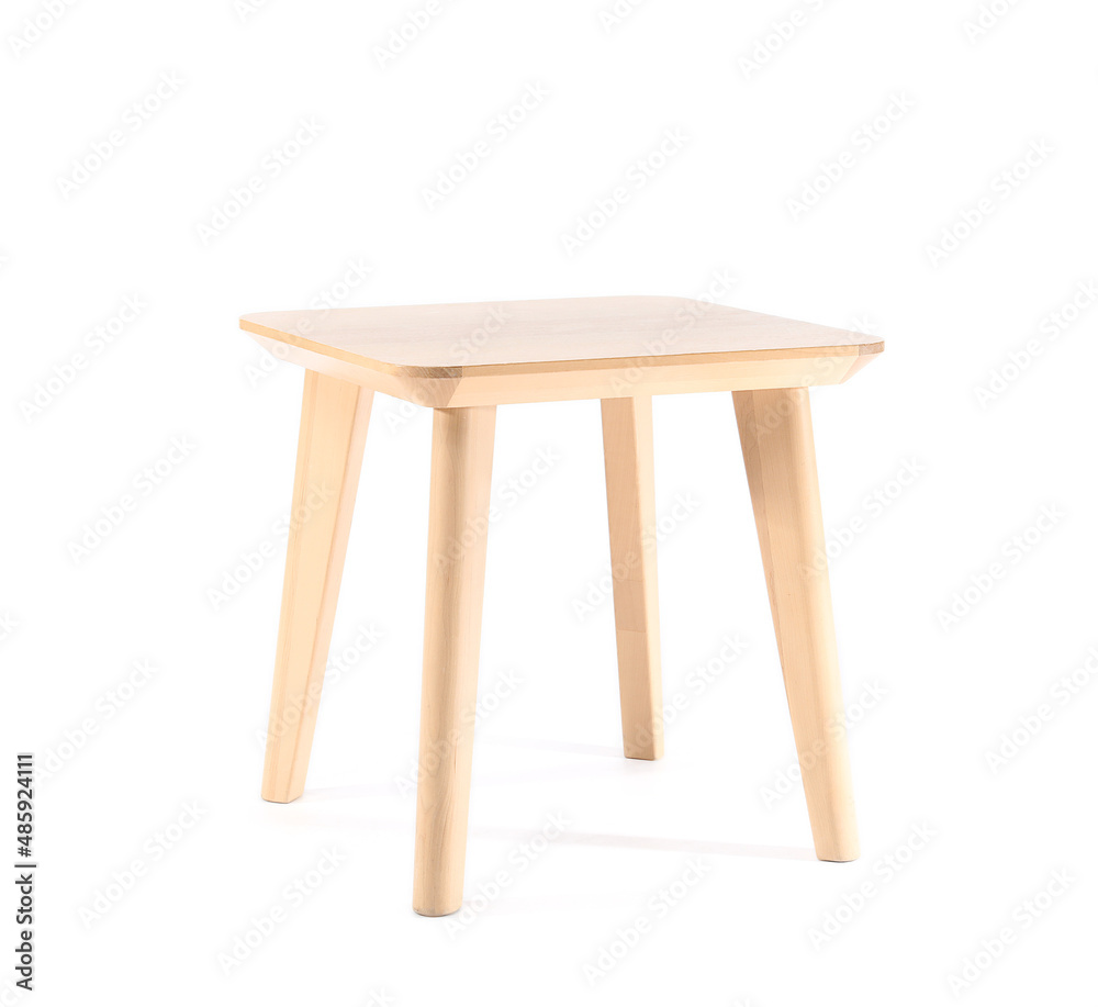 Wooden coffee table on white background