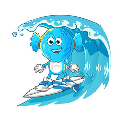 Wall Mural - candy head cartoon surfing character. cartoon mascot vector