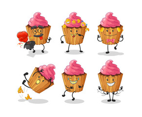 Canvas Print - cupcake comedy set character. cartoon mascot vector