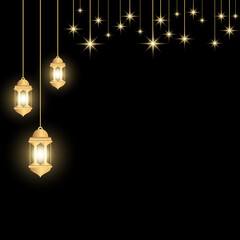 Wall Mural - Decorative template design for ramadan with stars and lantern. Ramadan kareem with lantern. Vector illustration