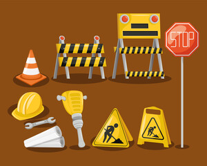 Sticker - ten under construction icons