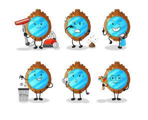 Canvas Print - mirror cleaning group character. cartoon mascot vector