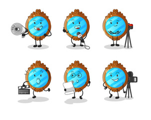 Sticker - mirror entertainment group character. cartoon mascot vector