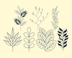 Wall Mural - seven laurel branches and leafs