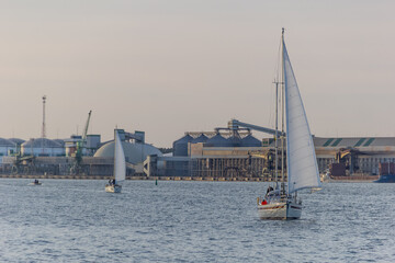 Poster - The Aquatory of the port of Klaipeda, Lithuania during vessels, yachts and boats parade