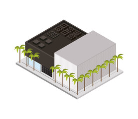 Wall Mural - isometric building and palms