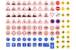 Priority road signs. Prohibition road signs. Mandatory road signs. Traffic Laws. Vector illustration. stock image. 