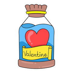 Wall Mural - bottle containing love template valentine, doodle icon drawing