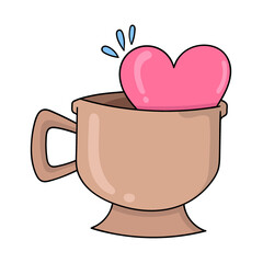 Wall Mural - mug glass containing love for valentine celebration, doodle icon drawing