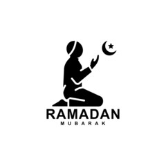 Wall Mural - Ramadan logo. Islamic pray simple flat icon vector illustration