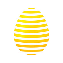 Vector Illustration Of An Easter Yellow Egg With Stripes Isolated On A White Background.
