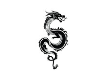 Black Tribal Dragon Tattoo Vector Illustration