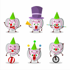 Sticker - Cartoon character of white love candy with various circus shows