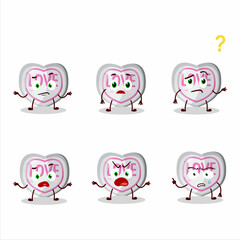 Poster - Cartoon character of white love candy with what expression